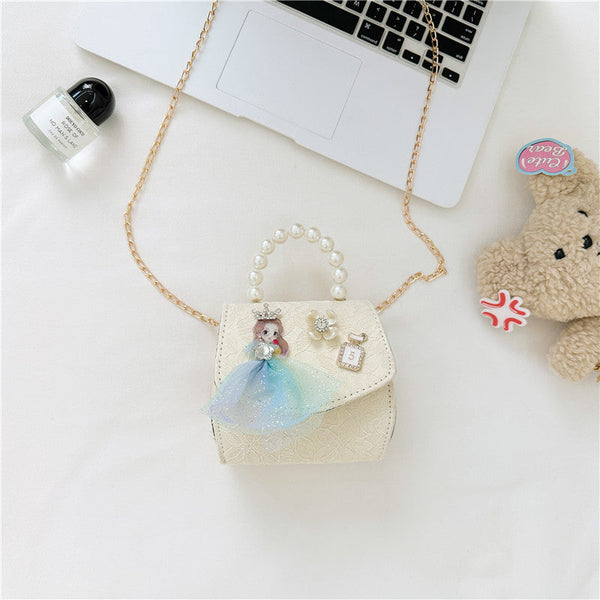 Stylish Floral Girls’ Portable Beaded Crossbody Handbag