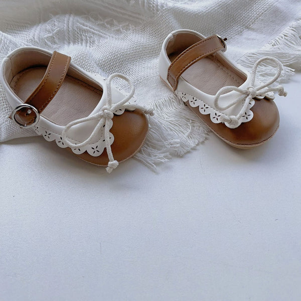 Baby Girl Shoelace Bow Toddler Soft-Sole Anti-Slip Walking Shoes