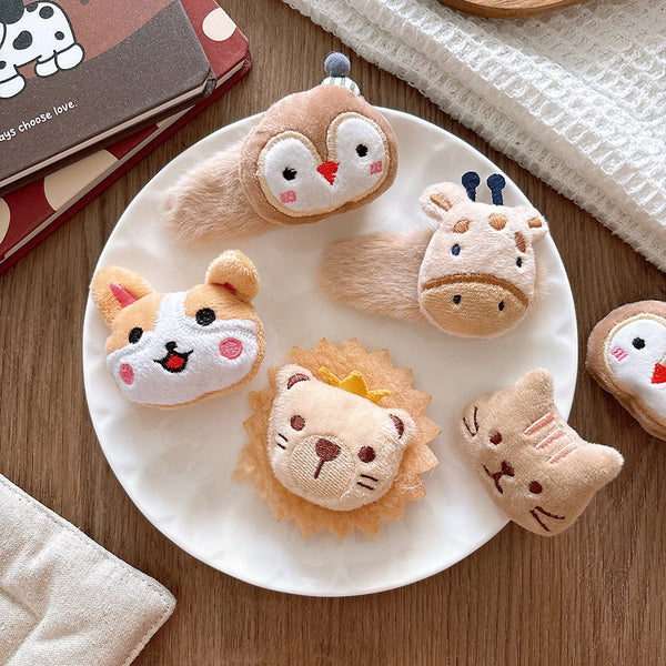 Children's Hair Clip with Animal Faces and 3D Cotton Filling