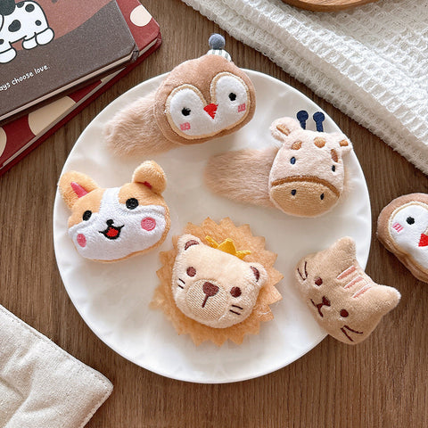 Children's Hair Clip with Animal Faces and 3D Cotton Filling