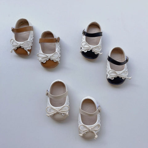 Baby Girl Shoelace Bow Toddler Soft-Sole Anti-Slip Walking Shoes