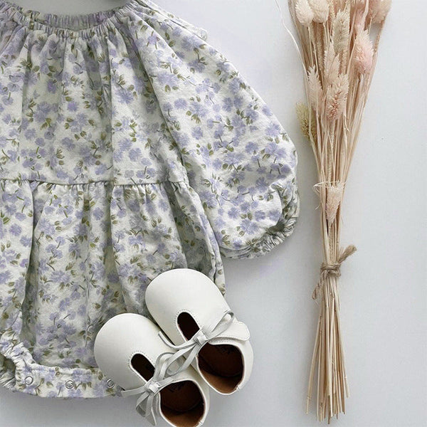 Floral Graphic Long Sleeve Cotton Bodysuit With Hat