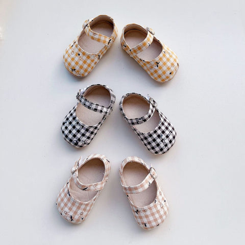 Baby Girl Floral Plaid Toddler Soft-Sole Anti-Slip Walking Shoes