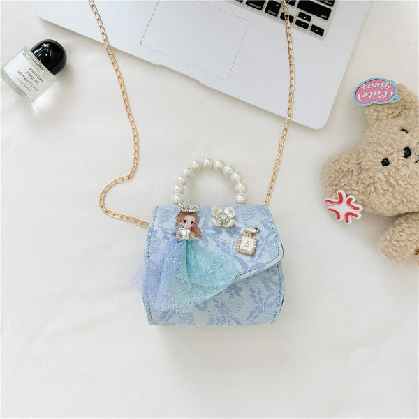 Stylish Floral Girls’ Portable Beaded Crossbody Handbag