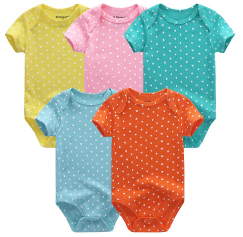 5-Piece Baby Bodysuit Set - Cotton Short Sleeve Onesies