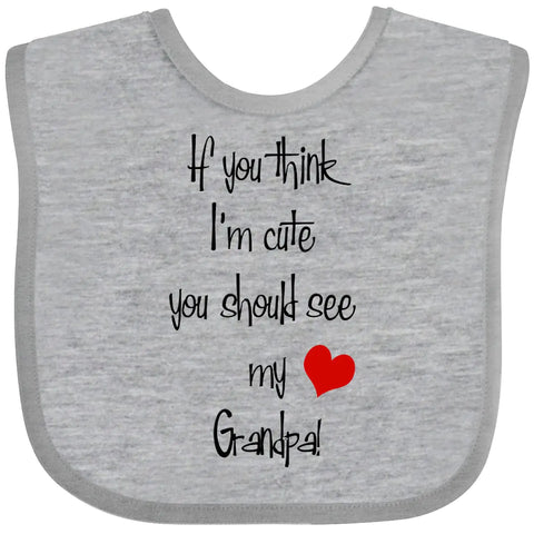 inktastic Cute Grandpa Baby Bib Heather Grey